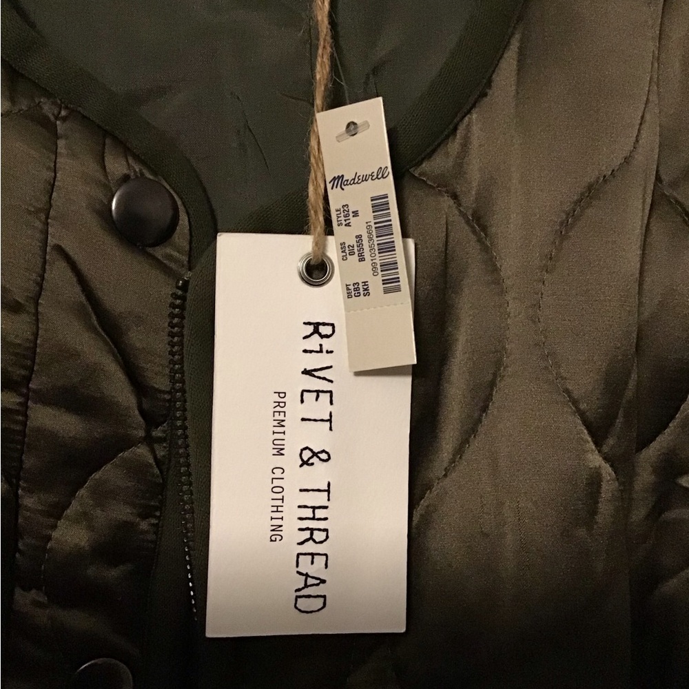 Olive Green Rivet & Thread Quilted Jacket - Picture 3 of 3